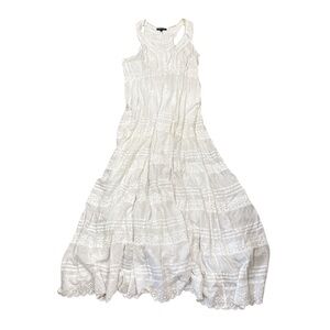 Karma highway paisley Elegant White Lace Maxi Dress L